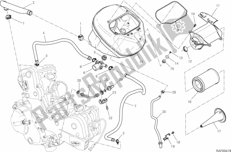 Wszystkie części do Wlot Powietrza - Odpowietrznik Oleju Ducati Hypermotard Hyperstrada USA 821 2013